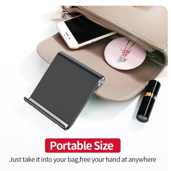 Portable Phone Tablet Desk Holder Stand Foldable Adjustable Angle (Black) - Picture 4 of 7